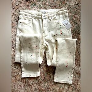 BP paint splattered design white jeans